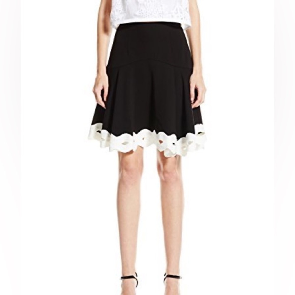 Jonathan Simkhai Black Skirt with White Scallop Edge size 8
